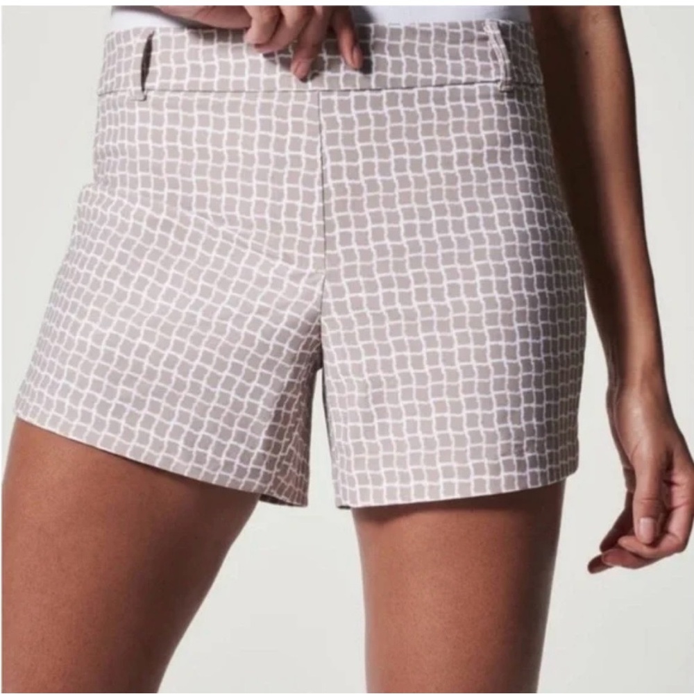 Spanx Sunshine UPF+ 50 Bespoke Check Fawn 4" Shorts size S - Picture 2 of 8